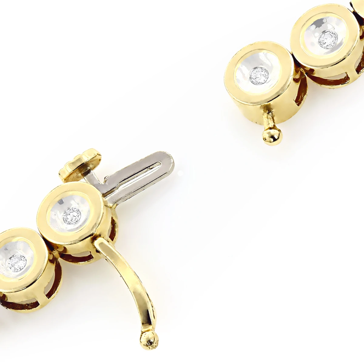 14K Yellow Gold Bezel Set Round Diamond Chain Necklace 4.75ct 3 14K Yellow Gold Bezel Set Round Diamond Chain Necklace 4.75ct - Image 3