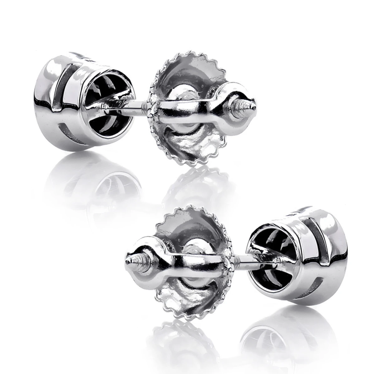 14K White Gold Black Diamond Earrings Bezel Set Studs 0.50ct 4 14K White Gold Black Diamond Earrings Bezel Set Studs 0.50ct - Image 4