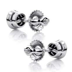14K White Gold Black Diamond Stud Earrings Bezel Set 0.75ct -Luxurman 14k gold black diamond stud earrings bezel set 075ct p 6046 backwh