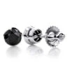 14K White Gold Black Diamond Stud Earrings Bezel Set 2.00ct