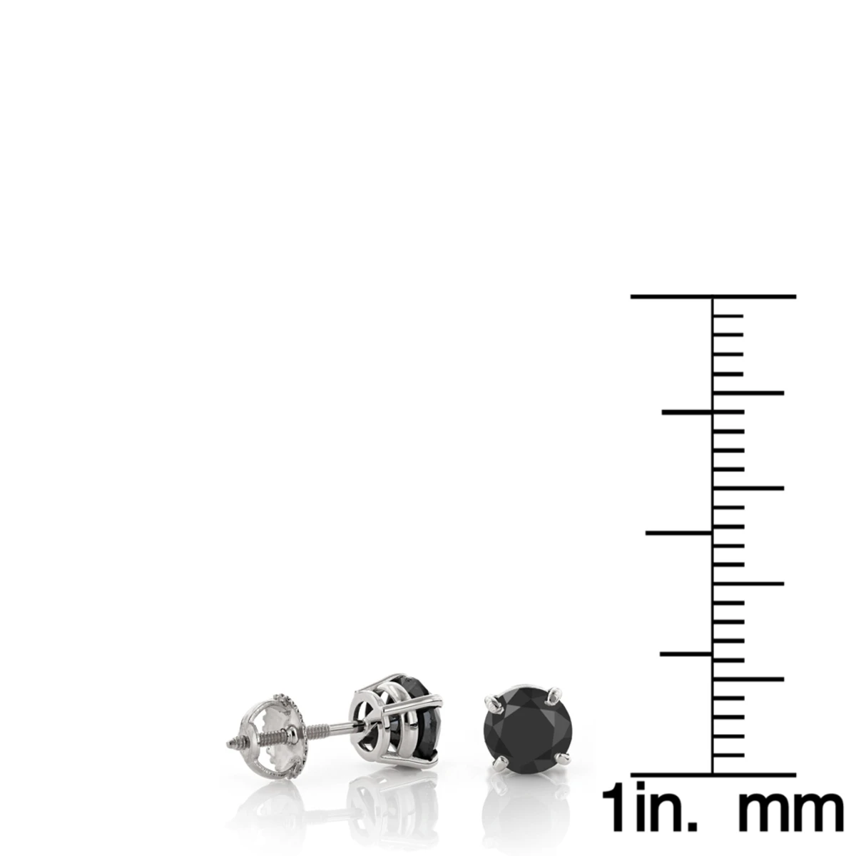 14K White Gold Black Diamond Stud Earrings Prong Set 0.75ct 6 14K White Gold Black Diamond Stud Earrings Prong Set 0.75ct - Image 6