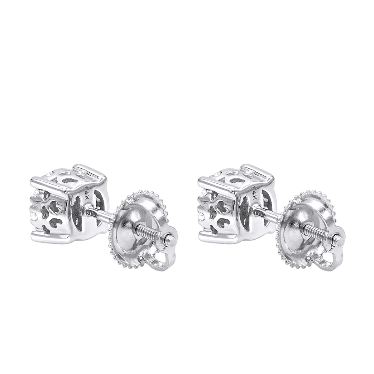14K White Gold Cluster Diamond Stud Earrings 0.35ct By Luxurman 4 14K White Gold Cluster Diamond Stud Earrings 0.35ct By Luxurman - Image 4