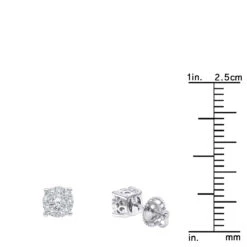 14K White Gold Cluster Diamond Stud Earrings 0.35ct By Luxurman 11 14K White Gold Cluster Diamond Stud Earrings 0.35ct By Luxurman -Luxurman 14k gold cluster diamond stud earrings 035ct by luxurman rulerwh