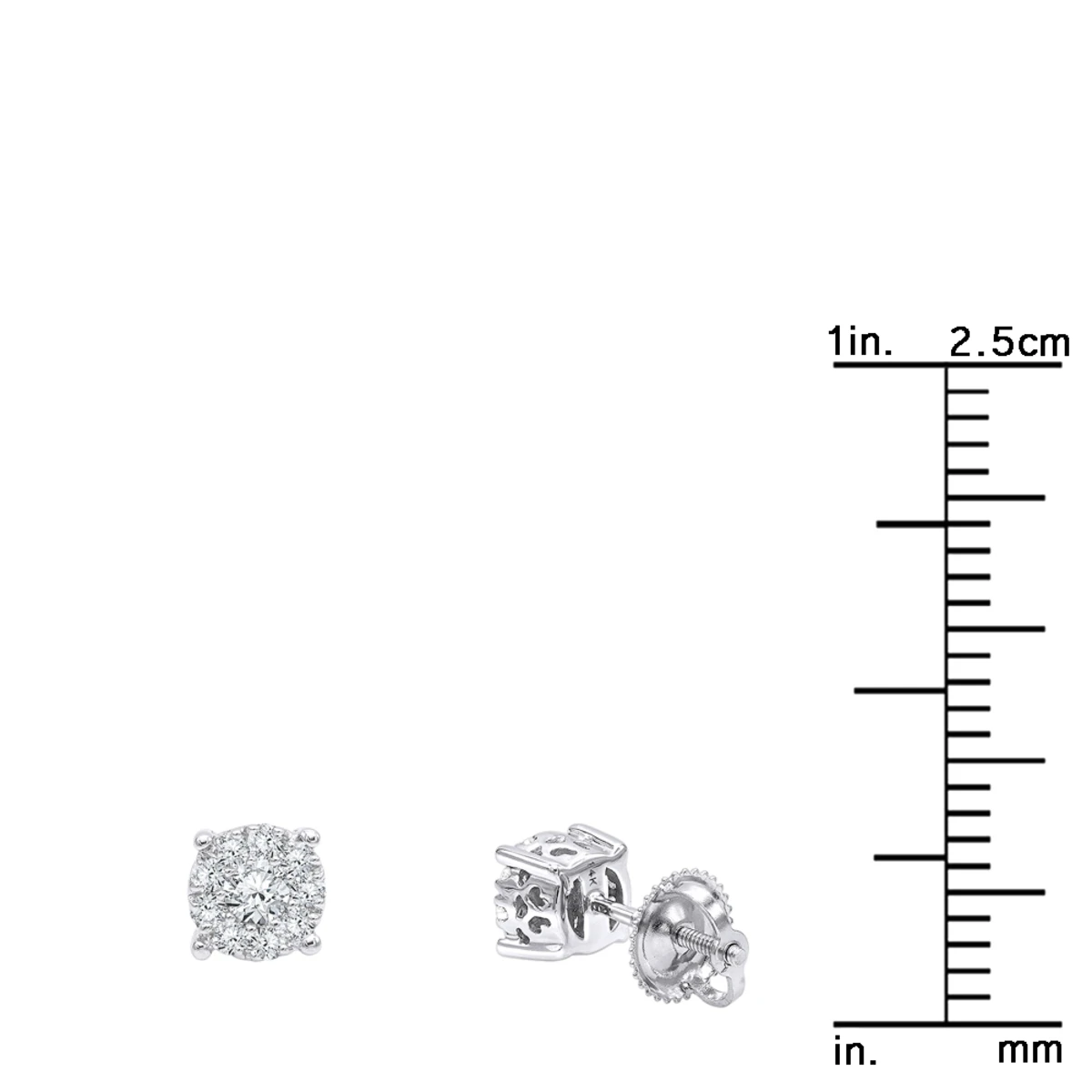 14K White Gold Cluster Diamond Stud Earrings 0.35ct By Luxurman 6 14K White Gold Cluster Diamond Stud Earrings 0.35ct By Luxurman - Image 6