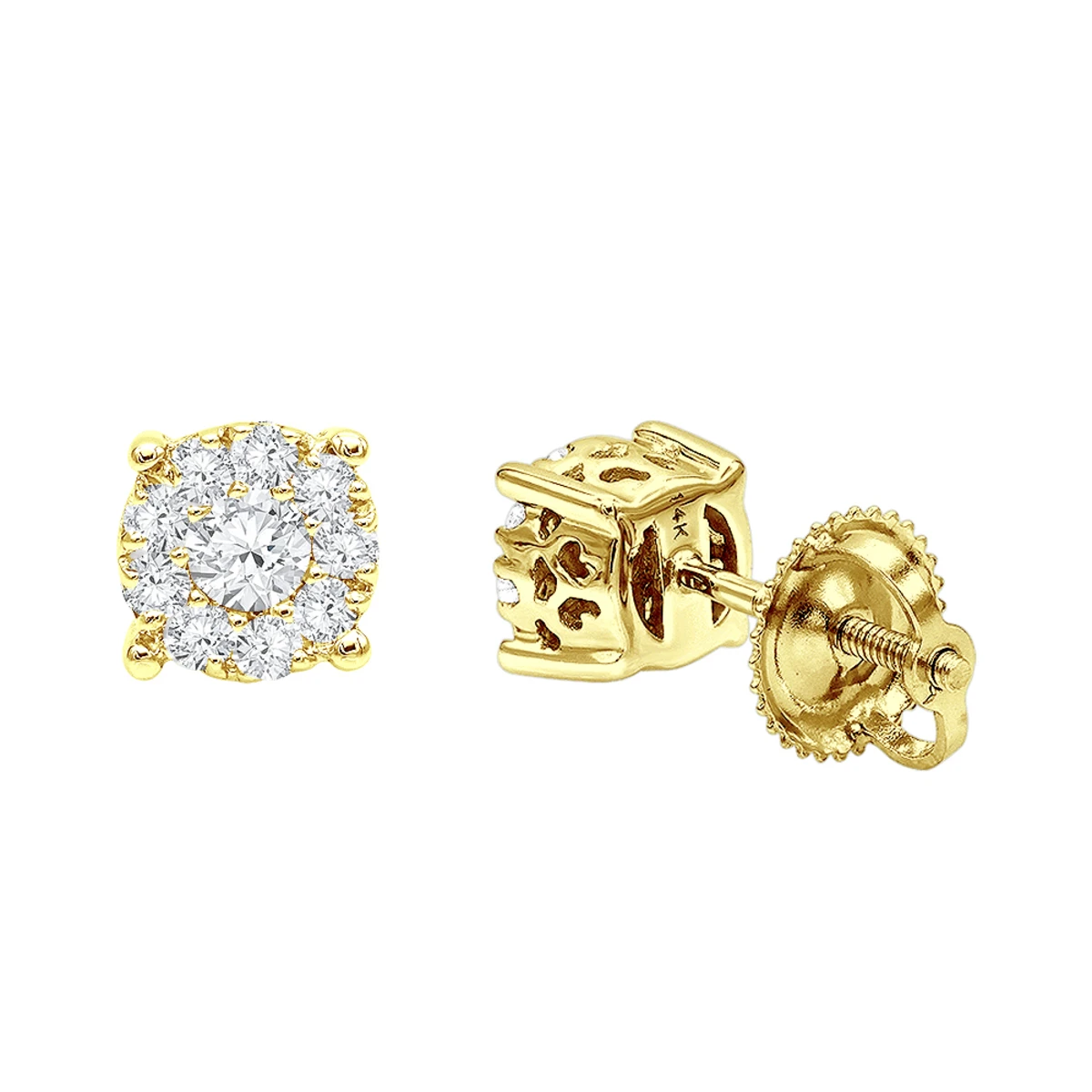 14K White Gold Cluster Diamond Stud Earrings 0.35ct By Luxurman 2 14K White Gold Cluster Diamond Stud Earrings 0.35ct By Luxurman - Image 2