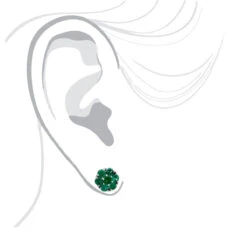 14K White Gold Cluster Emerald Stud Earrings 4ct -Luxurman 14k gold cluster emerald stud earrings 400ct p 5963 bodwh