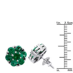 14K White Gold Cluster Emerald Stud Earrings 4ct -Luxurman 14k gold cluster emerald stud earrings 400ct p 5963 rulerwh