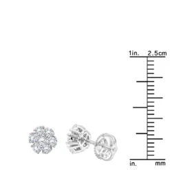 14K White Gold Cluster Flower Diamond Stud Earrings For Women 0.75ct By Luxurman -Luxurman 14k gold cluster flower diamond stud earrings for women 075ct by luxurman rulerwh