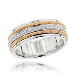 Men's 14K Yellow/Rose Gold Comfort Fit Diamond Wedding/Eternity Band Luxurman 0.9c -Luxurman 14k gold comfort fit diamond wedding band 090ct p 6697 boxtt