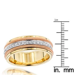 Men's 14K Yellow/Rose Gold Comfort Fit Diamond Wedding/Eternity Band Luxurman 0.9c -Luxurman 14k gold comfort fit diamond wedding band 090ct p 6697 rulertt