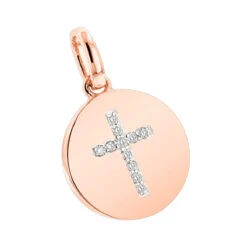 14K Yellow Gold Cross In A Circle Diamond Pendant 0.11ct -Luxurman 14k gold cross in a circle diamond pendant 011ct p 27294 ro