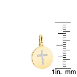 14K Yellow Gold Cross In A Circle Diamond Pendant 0.11ct -Luxurman 14k gold cross in a circle diamond pendant 011ct p 27294 rulerye