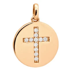 14K White Gold Cross In A Circle Diamond Pendant 0.33ct -Luxurman 14k gold cross in a circle diamond pendant 033ct p 27295 rose