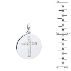 14K White Gold Cross In A Circle Diamond Pendant 0.33ct -Luxurman 14k gold cross in a circle diamond pendant 033ct p 27295 ruler white