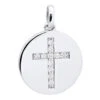 14K White Gold Cross In A Circle Diamond Pendant 0.33ct