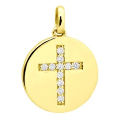 14K White Gold Cross In A Circle Diamond Pendant 0.33ct -Luxurman 14k gold cross in a circle diamond pendant 033ct p 27295 yellow