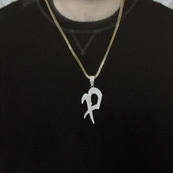 14K Yellow Gold Alphabet Initial Diamond Letter Pendant 4.95ct 5 14K Yellow Gold Alphabet Initial Diamond Letter Pendant 4.95ct -Luxurman 14k gold custom made initial p diamond pendant 495ct p 6194bod