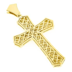 14K Yellow Gold Designer Diamond Cross Pendant For Men By Luxurman 2.5ct -Luxurman 14k gold designer diamond cross pendant for men by luxurman 27ct backye