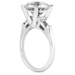 14K White Gold Designer Round And Baguette Diamond Engagement Ring 0.62ct 9 14K White Gold Designer Round And Baguette Diamond Engagement Ring 0.62ct -Luxurman 14k gold designer diamond engagement ring 062ct p 23264 back white 20220426