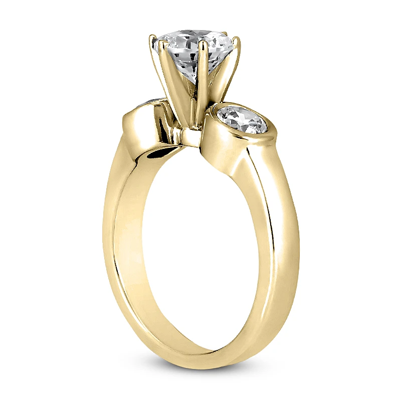 14K White Gold Designer Prong And Bezel Set Diamond Engagement Ring 0.70ct 5 14K White Gold Designer Prong And Bezel Set Diamond Engagement Ring 0.70ct - Image 5