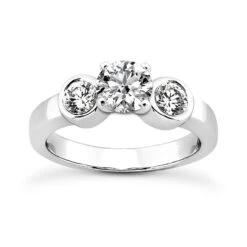 14K White Gold Designer Prong And Bezel Set Diamond Engagement Ring 0.70ct