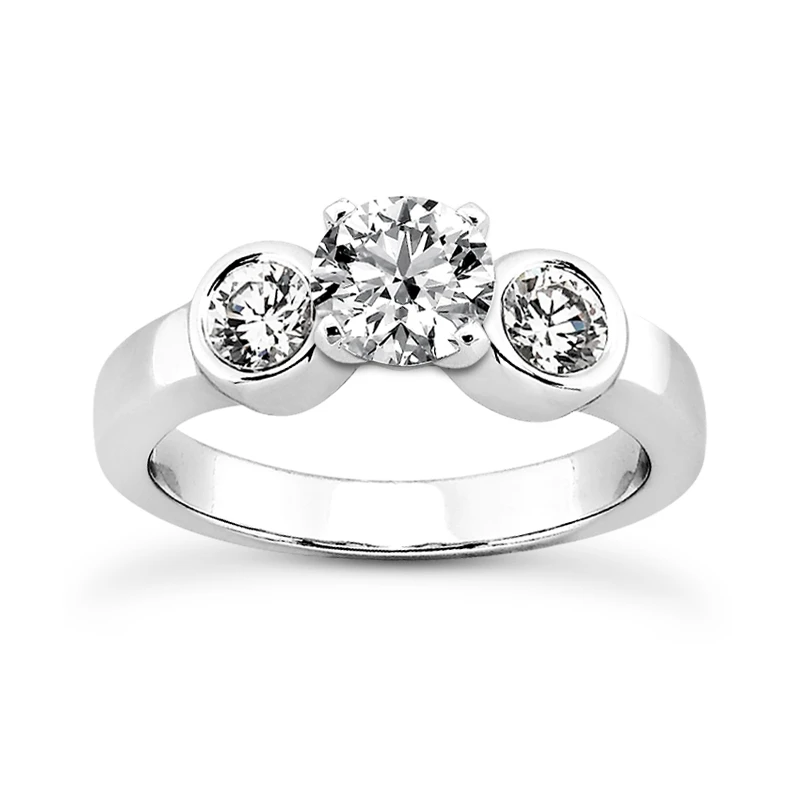 14K White Gold Designer Prong And Bezel Set Diamond Engagement Ring 0.70ct 1 14K White Gold Designer Prong And Bezel Set Diamond Engagement Ring 0.70ct