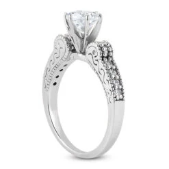 14K White Gold Designer Diamond Engagement Ring 0.73ct -Luxurman 14k gold designer diamond engagement ring 073ct p 27043 back white 20220426