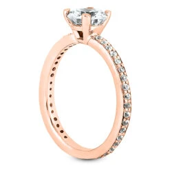 14K White Gold Handmade Diamond Engagement Ring 0.84ct -Luxurman 14k gold designer diamond engagement ring 084ct p 26271 back rose 20220426