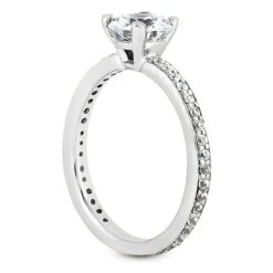 14K White Gold Handmade Diamond Engagement Ring 0.84ct -Luxurman 14k gold designer diamond engagement ring 084ct p 26271 back white 20220426