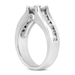 14K White Gold Designer Diamond Engagement Ring 0.88ct -Luxurman 14k gold designer diamond engagement ring 088ct p 25927 back white 20220426