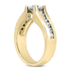 14K White Gold Designer Diamond Engagement Ring 0.88ct -Luxurman 14k gold designer diamond engagement ring 088ct p 25927 back yellow 20220426