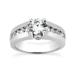 14K White Gold Designer Diamond Engagement Ring 0.88ct