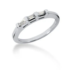14K White Gold Baguette Diamond Engagement Ring Band 0.21ct
