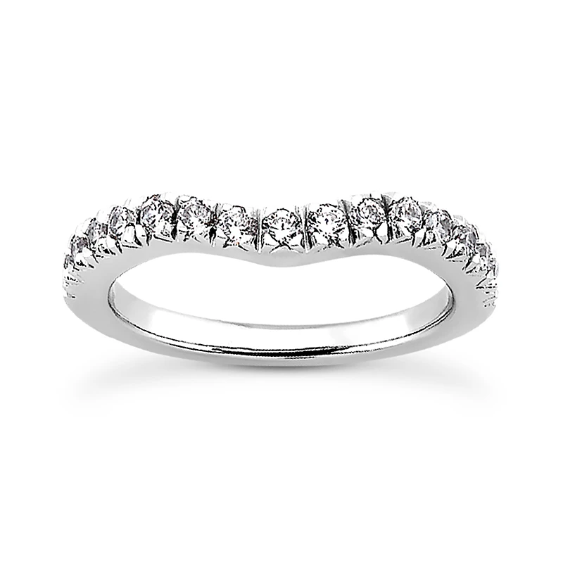 14K White Gold Round Diamond Engagement Ring Band 0.21ct 1 14K White Gold Round Diamond Engagement Ring Band 0.21ct