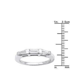 14K White Gold Baguette Diamond Engagement Ring Band 0.57ct 15 14K White Gold Baguette Diamond Engagement Ring Band 0.57ct -Luxurman 14k gold designer diamond engagement ring band 057ct p 25137 rulerwh