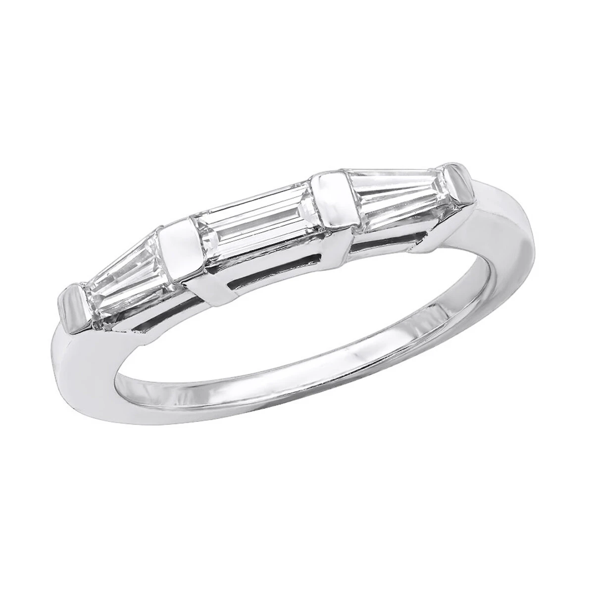 14K White Gold Baguette Diamond Engagement Ring Band 0.57ct 1 14K White Gold Baguette Diamond Engagement Ring Band 0.57ct