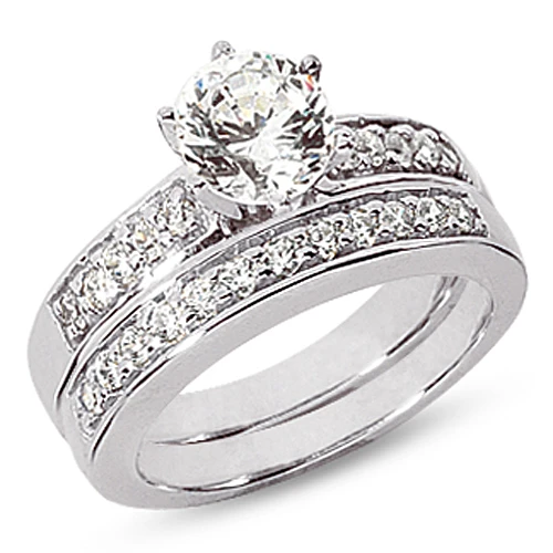 14K White Gold Designer Diamond Engagement Ring Set 0.89ct 1 14K White Gold Designer Diamond Engagement Ring Set 0.89ct