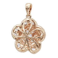 14K Rose Gold Designer Ladies Diamond Flower Pendant 1.25ct By Luxurman -Luxurman 14k gold designer ladies diamond flower pendant 125ct by luxurman backro