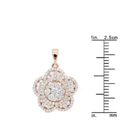 14K Rose Gold Designer Ladies Diamond Flower Pendant 1.25ct By Luxurman -Luxurman 14k gold designer ladies diamond flower pendant 125ct by luxurman rulerro