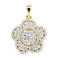 14K Rose Gold Designer Ladies Diamond Flower Pendant 1.25ct By Luxurman -Luxurman 14k gold designer ladies diamond flower pendant 125ct by luxurman ye
