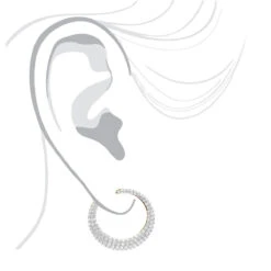 14K Yellow Gold Designer Pave Diamond Hoop Earrings For Women 1 Inch 1.7ct -Luxurman 14k gold designer pave diamond hoop earrings for women 1 inch 17ct 803217 bodye