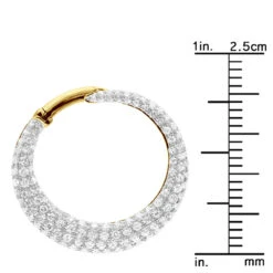 14K Yellow Gold Designer Pave Diamond Hoop Earrings For Women 1 Inch 1.7ct -Luxurman 14k gold designer pave diamond hoop earrings for women 1 inch 17ct 803217 rulerye
