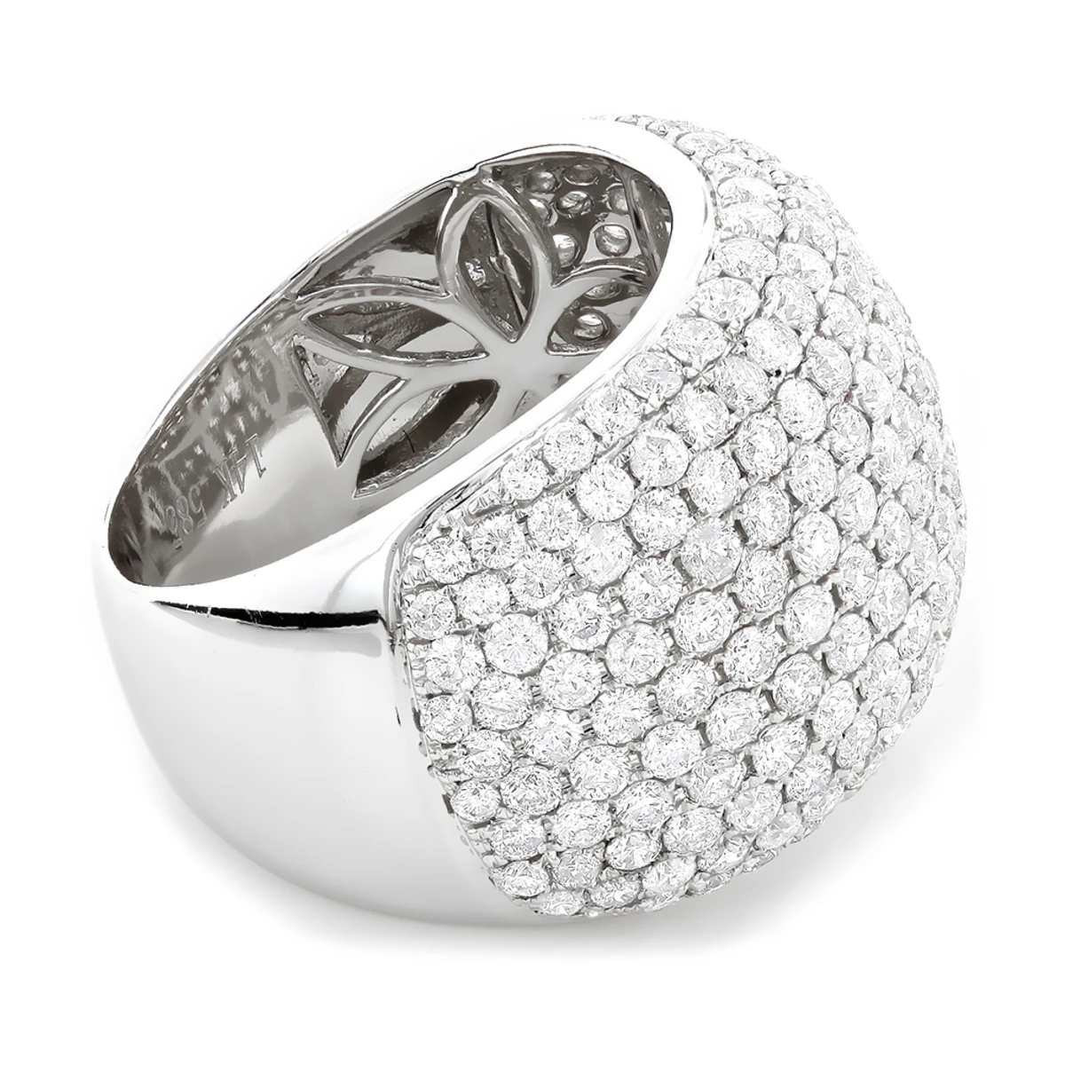 14K White Gold Designer Pave Diamond Ring For Women 5 Carat Wide Anniversary Band 4 14K White Gold Designer Pave Diamond Ring For Women 5 Carat Wide Anniversary Band - Image 4