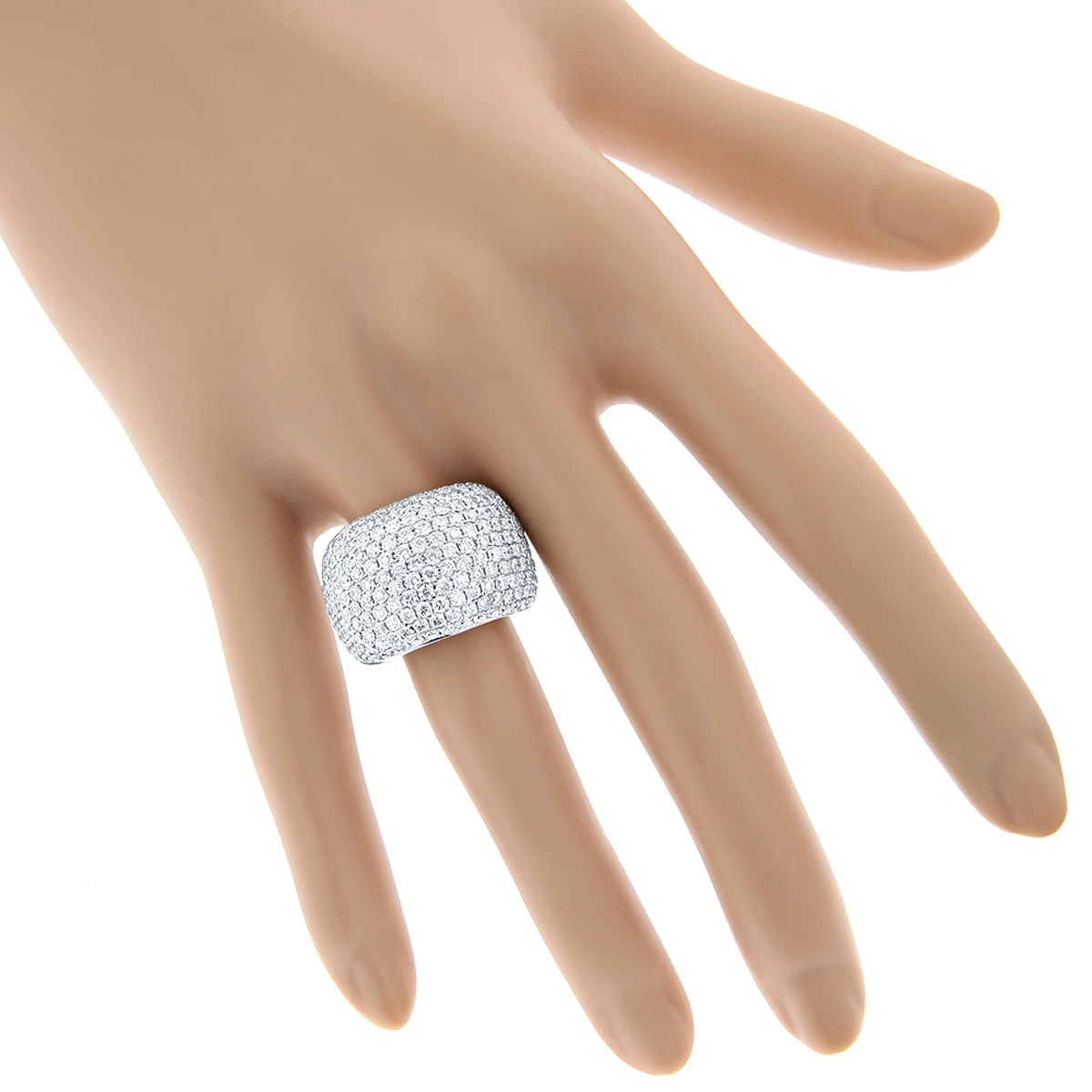 14K White Gold Designer Pave Diamond Ring For Women 5 Carat Wide Anniversary Band 5 14K White Gold Designer Pave Diamond Ring For Women 5 Carat Wide Anniversary Band - Image 5