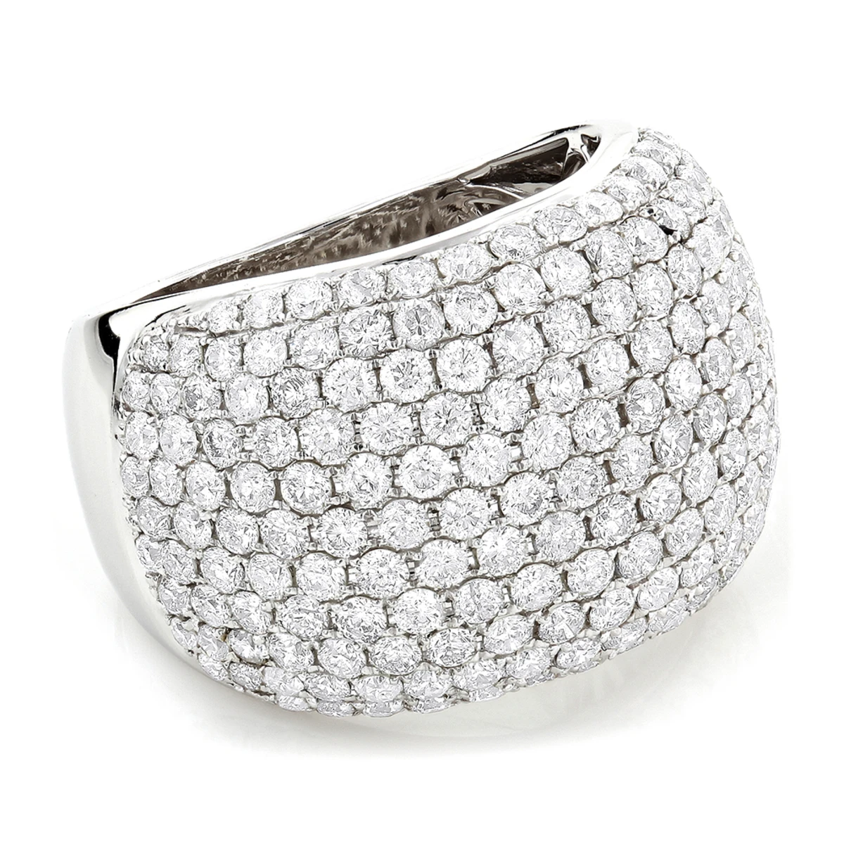 14K White Gold Designer Pave Diamond Ring For Women 5 Carat Wide Anniversary Band 1 14K White Gold Designer Pave Diamond Ring For Women 5 Carat Wide Anniversary Band