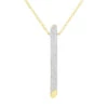 14K Yellow Gold Designer Vertical Diamond Bar Necklace Ladies Pendant With Chain 0.5ct