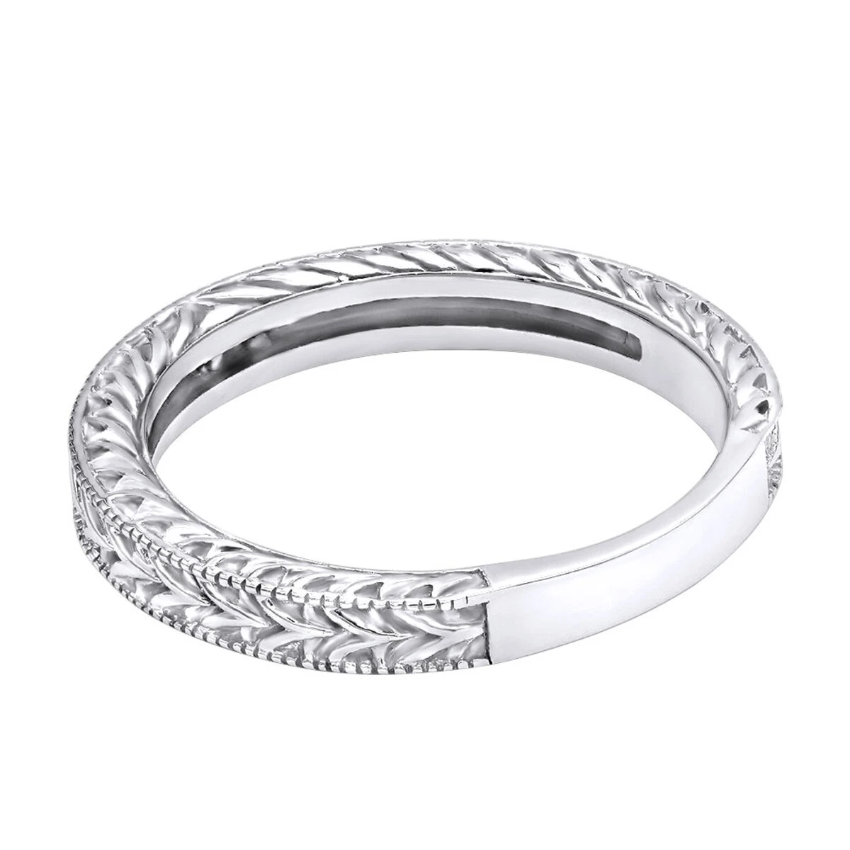 14K White Gold Designer Handmade Wedding Band 6 14K White Gold Designer Handmade Wedding Band - Image 6