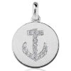 14K White Gold Diamond Anchor Pendant 0.45ct