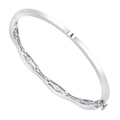 14K White Gold Diamond Bangle Bracelet For Women 1ct By Luxurman -Luxurman 14k gold diamond bangle bracelet for women 1ct by luxurman backwh