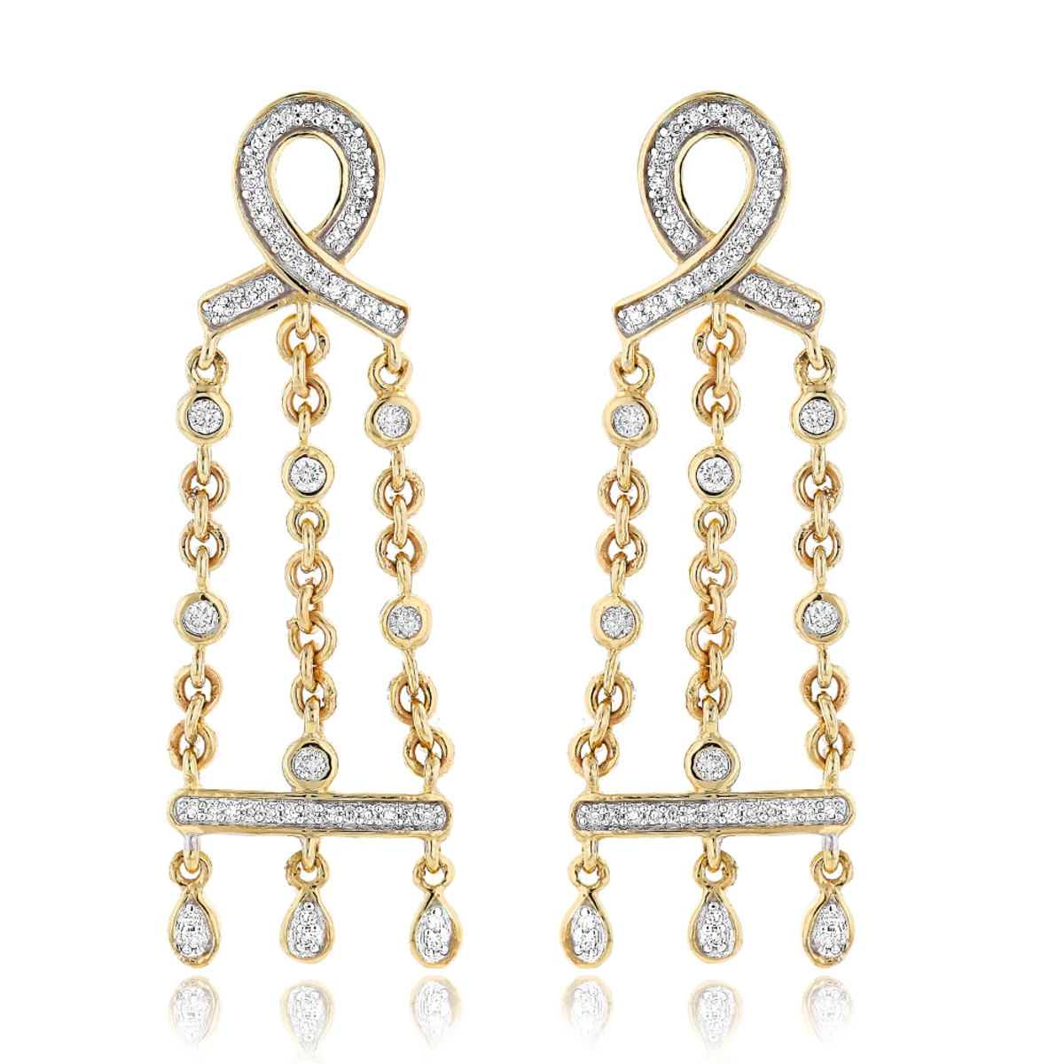 14K White Gold Diamond Chandelier Earrings 0.36ct 2 14K White Gold Diamond Chandelier Earrings 0.36ct - Image 2